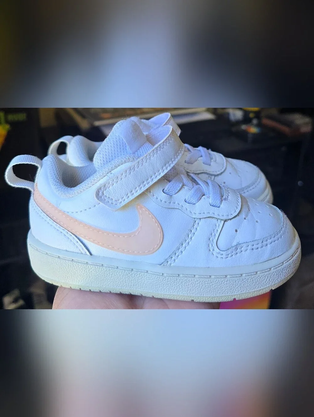 Sz 7C Toddler Kids NIKE COURT BOROUGH LOW RECRAFT Bungee Lace/Adjustable Strap